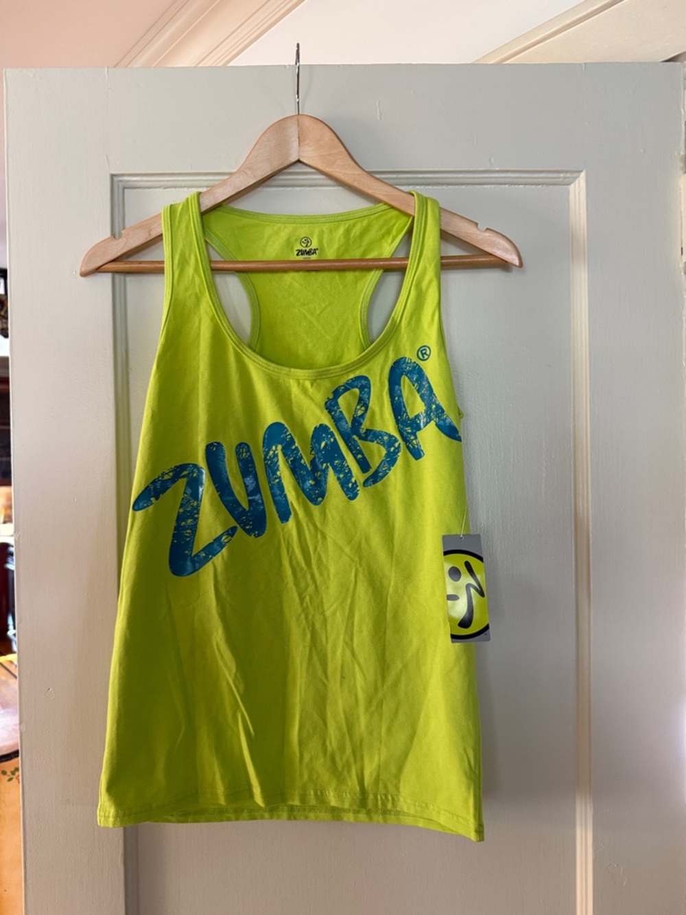 Zumba Fitness Neon Yellow Tank Top with Blue Logo